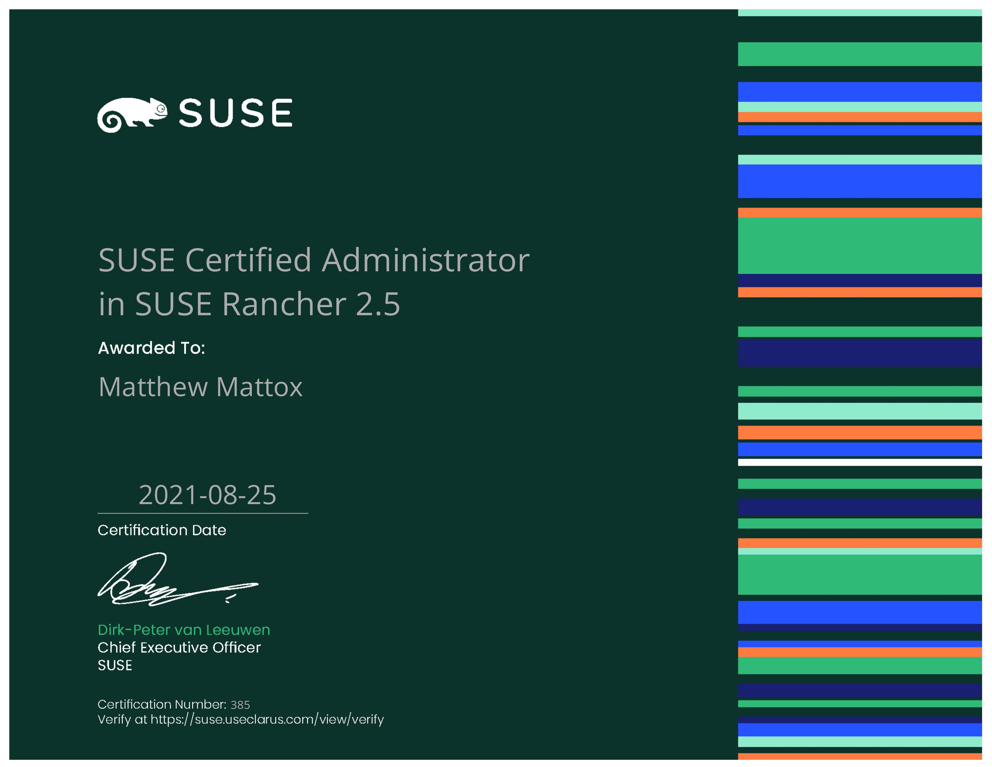 SUSE Certified Administrator in SUSE Rancher 2.5